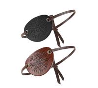Ylucky 2 Pack Leather Eye Patch for Adult Right and Left Eyes Cosplay Pirate Eye Patch Vintage Eye Cover Mask for Halloween, Black+brown-style 2, One Size