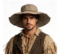 Ylucky Creepy Halloween Costume Hat, Scarecrow Cosplay Burlap Straw Hat | Halloween Horror Hat, Scary Burlap Straw Hat, Scarecrow Cosplay Party Prop Costume Headwear, Zombie Witch Wizard Dress-up Hat