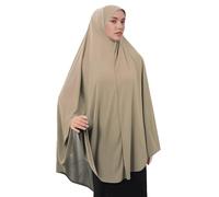 YLUCKY Women Muslim Ramadan Hijab Ready to Wear Long Scarf Jersey Turban Islamic Khimar Abaya Eid Prayer Scarf Saudi Niqab, Khaki, One Size