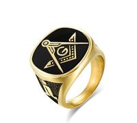 YLWJSP Freemason Gifts Masonic Biker Rings Masonic Master Mason Ring Freemason Signet Style Jewelry Mason Signet Band Jewelry, Metal