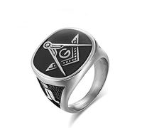 YLWJSP Freemason Gifts Masonic Biker Rings Masonic Master Mason Ring Freemason Signet Style Jewelry Mason Signet Band Jewelry, Stainless Steel, stainless steel
