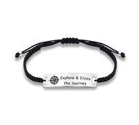 YLWJSP Traveller Gift Adventurist Gifts Be Brave Seek Adventure Bracelet Mountains Gift for Wanderlust/Backpacker, Metal, stainless steel