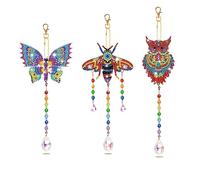 YLWX 5d Diamond Painting Sun Catcher Double-sided Paste Diamond Owl Crystal Glass Pendant Diy Love Butterfly Suncatchers Kit (Size : 3 PCS)