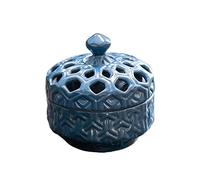 YLWX Ceramic Handmade Vintage Garlic Pot Hollow Storage Jar Ginger Onion Seasoning Saver Jar (Color : Blue)