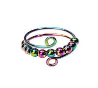 YLWX Decompression Crochet Ring for Finger, Anti-Anxiety Titanium Steel Bead Crochet Tension Ring, Open Bead Bead Crochet Rings for Crocheting (Color : D)