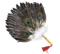 YLWX Feather Fan Summer Ancient Chinese Style Goose Feather Hand Fan Old-fashioned Summer Fan Feather Fan Men (Color : Peacock)