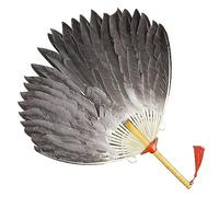 YLWX Feather Fan Summer Ancient Chinese Style Goose Feather Hand Fan Old-fashioned Summer Fan Feather Fan Men (Color : Black)