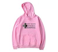 YLWX Grey's Anatomy Hoodies Unisex Long Sleeve Pullover Sweatshirt Grey-Sloan Memorial Hospital,Pink-XXL