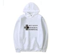 YLWX Grey's Anatomy Hoodies Unisex Long Sleeve Pullover Sweatshirt Grey-Sloan Memorial Hospital,White-L