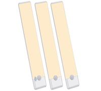 YLXS 51-LED Motion Sensor Under Cabinet Light, 12 Inch Rechargeable Magnetic Under Counter, Wireless Night Light Bar, 3 Pack, Warm White