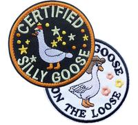 YLY Silly Goose On The Loose Funny Patch,2Pcs Military Tactical Morale Embroidered Cute Animal Patches with Hook and Loop Fastener for Cap Bag Backpack Army Vest Helmet Jacket Hat Dog Harness Uniform