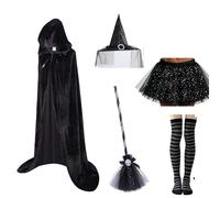 YLYGJGL Halloween Witch Costume Accessories Set for Women, Black, One Size