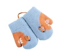YLYMWJ Toddlers Knitted Gloves with String Magic Stretch Cosy Cartoon Hanging Neck Gloves Lined Fleece Thermal Mittens (2-5Y)