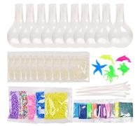 YLYQU DIY Stress Ball Making Kit-Squishy Maker Refill Contains 10 Balloons,Sparkles,Cable Ties, Transparent Gel Beads & 5 Foam Particles, Just Add Water to Make Your Own Squishy Toy,for Adult Use Only