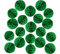YLY's love Paper Honeycomb Ball Decoration, Pack of 20, 10 cm, 15 cm, Honeycomb Balls, Pompom Decoration for Hanging, Birthday, Wedding, Party, Bridal Shower, Home Decoration (10 cm, Dark Green)