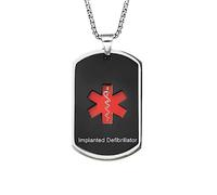 YLYYJ Free Engraving Customized Medical Alert ID Dog Tag Pendant Necklace for Men Women,Personalized Name ICE Medical ID Tag Sos Emergency Necklaces Monitoring Systems Allery Jewelry, metal, agate