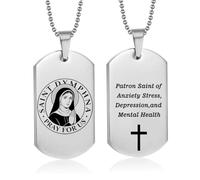 YLYYJ Personalized St Dymphna Medal Pendant for Men Women,Custom Name Prayer Stainless Steel Engraved Saint Dymphna Necklace Peace Patron Protection Gift Mental Health Anxiety Relief Jewelry, Metal