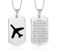 YLYYJ Pilot's Prayer Necklace for Men Women,Stainless Steel Pilot Travel Airline Pendant Fly Safe Aviation Gifts Pilot's Prayer Pendant Pilot Birthday Graduation Xmas Jewelry for Him Her, Metal, Agate
