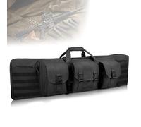 YLZBA Double Rifle Bag Padded Lockable,M416 Tactical Rifle Carry Case Gun Bag for Hunting Shooting Range Firearm Transportation with Molle System(Black,93CM)