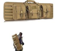 YLZBA Double Tactical Rifle Bag,Outdoor Rifle Case Pistol Bag with Molle System Long Gun Bag Soft for Rifles for Hunting Shooting Range Sport(Khaki,93cm)