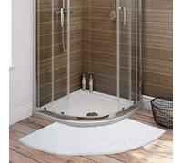 YLZBA Quadrant Curved Shower Mat White,Ultra Soft Microfiber Bathroom Carpet,Curved Bath Rug for Bathroom Microfibre Corner Shower Mats Non Slip,Washable Fanned Bath Tub Floor Carpet(45 * 143CM)