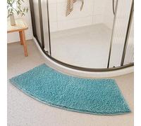 YLZBA Quadrant Medium Curved Shower Mat,Curved Shower Mats for Bathroom Non Slip Washable Curved Bath Mat Rug Half Round Shower Mat Microfiber Bathroom Carpet Rugs(Blue)