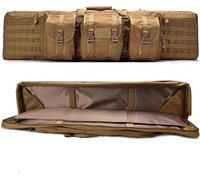 YLZBA Rifle Case Tactical Gun Bag,Tactical Gun Bag Double Pistol and Magazine Storage Backpack, Soft Padded Lockable Carbine Case Fishing Rod Bag Backpack with 3 Pouches(Khaki,93cm/36.6in)