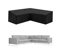 YLZBA V Shape Garden Furniture Covers Waterproof 210D Heavy Duty Oxford Fabric Outdoor Rattan Corner Sofa Cover Protector With Storage Bag -Black(300x300x98cm)