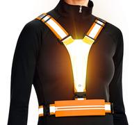 Ylzzrs LED Reflective Vest Running Gear, USB Rechargeable Light Up Running Vest Chest Phone Holder for Runners Night Walking,6-11hrs Light Adjustable Waist/Shoulder for Women Men Kids (Orange)
