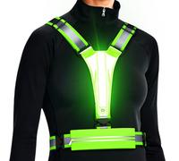 Ylzzrs LED Reflective Vest Running Gear, USB Rechargeable Light Up Running Vest Chest Phone Holder for Runners Night Walking,6-11hrs Light Adjustable Waist/Shoulder for Women Men Kids (green)