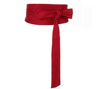 YM YOUMU Women Wide Bow Obi Belt Self Tie Bowknot Waist Wrap Strap for Dress (Red)