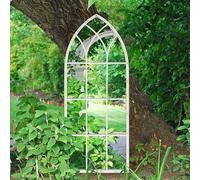 Ymahizax Garden Mirror,Wall Mounted Window Mirrors for Decor Garden Wall Art Full Lenth Mirrors, Gothic Arched Mirror with Iron Frame for Hallway/Living Room/Indoor