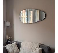 Ymahizax Wall Mounted Bathroom Mirror, Black Metal Framed Irregular Mirror for Living Room, 98 x 45 CM Hanging Mirrors for Walls Make up Dressing Mirrors for Bedroom Hallway