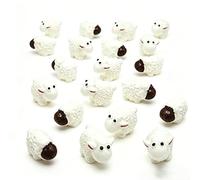 Ymantang 20Pcs White Mini Sheep Herd Figurines - Cake/Cupcake Toppers, Terrarium and Moss Landscape Decor, DIY Miniature Crafts for Fairy Gardens, Home Décor and Model Scenes