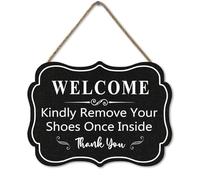 Ymaotrade Welcome Please Remove Your Shoes Sign, Wooden No Shoes Sign for Your Home Front Door Entry Way,Rustic Remove Shoes Sign Mudroom Decor 10.86 * 7.95"