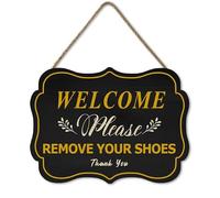 Ymaotrade Wooden Welcome Kindly Please Remove Your Shoes Once Inside Thank You Wood Sign for Front Door Home Decor Door Wall Hanger Keep Clean Manners Take Off Shoes 10.86 * 7.95"