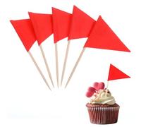 Ymapinc 100Pcs Red Flags Cupcake Topper Sticks, Golf Mini Flag Toothpicks Masters Party Decorations Blank Cupcake Toppers Toothpicks for Appetizers