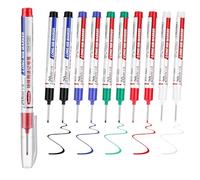 Ymapinc 10PCS Deep Hole Markers Pens, 5 Colors Fine Tip Permanent Markers, Quick Dry Waterproof Long Nib Marking Pens for Woodworking, Art, Office Supplies