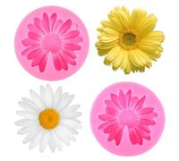 Ymapinc 2Pcs Daisy Flower Candle Moulds - Silicone Pink Moldes para Velas for Candle Making Butter Cake Soft Unique Molds 3D DIY Clay Soap Making
