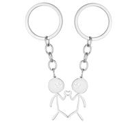 Ymapinc 2Pcs Funny Finger Heart Keychains, Couples Matching Friend Key chain for Men Women Best Friends Doodle Key chains (Stainless Steel Sliver)