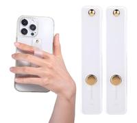 Ymapinc 2Pcs Phone Case Holder Strap, Phone Loops for Back of Phones, White Silicone Kickstand Cellphone Grip Holder for Most Mobile Phones Cases