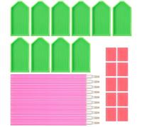 Ymapinc 30Pcs Diamond Art Pens Tools with 10 Drill Pen, 10 Tray & Glue Clay, Diamond Art Accessories Pens for Kids Adults DIY Crafts Gem Painting Tool Kit (Red, Pink, Green)