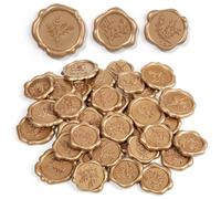 Ymapinc 30PCS Wax Seal Stickers - Gold Classic Floral Bouquet Wax Seal Stickers, Vintage Self Adhesive Wedding Invitation Envelope Seals Sticker for Gift Wrapping Scrapbooking