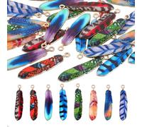 Ymapinc 32 Pcs Feather Charms for Jewelry Making, 8 colors Feathers for Crafting, Native Jewelry American Enamel Charm Style Alloy Pendants, Necklace & Earrings DIY Dream Catcher Supplies