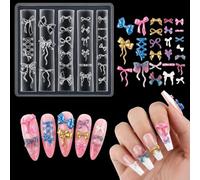Ymapinc 3D Bow Silicone Nail Molds for Nail Art, Lace Bows & Ribbons Charm Molds, 3D Gel Template Manicure Tool for Women, Reusable Nails Carving Stencils