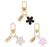 Ymapinc 3Pcs Daisy Keychains for Women, Mini Flower Cute Matching Keychains Charms, Bag Accessories for Handbags, Purse, Wallet, Car Keys Decor - Black+Pink+White