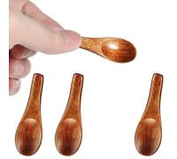 Ymapinc 4 Pcs Mini Handmade Wooden Spoons, Tiny Spoon Set for Spices Jars Sugar Salt Sauce Honey Kitchen Cooking(2.42inch Red Brown Phoebe)