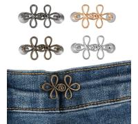Ymapinc 4 Sets Waist Tightener Clips, Four-Leaf Clover Jeans Adjuster Buttons, No Need to Sew Cincher Clip, Adjustable Trouser Clips for Women, Jean Waist Tightener Buttons