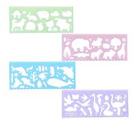 Ymapinc 4Pcs Kids Stencils for Drawing, Clear Ruler Animal-Shaped Stencils Drafting Tools Plastic Measuring Templates Rulers for Office School Drawing Supplies
