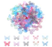 Ymapinc 60pcs Butterflies for Crafts, Small Pink 3D Butterfly Applique Fabric Silk Decorations, Mini Tiny Soft Butterfly Brooches Accessories for DIY Photo Props Fairy Women (10 color Each 6)